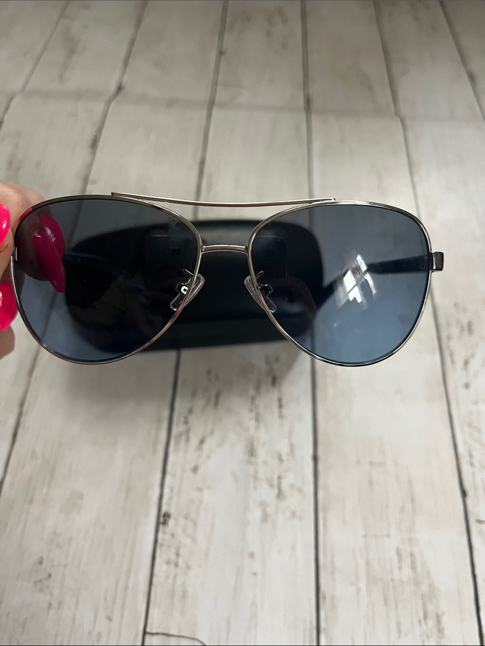 Coach Aviator Sunglasses in Blue and Silver-Tone - Picture 3 of 9